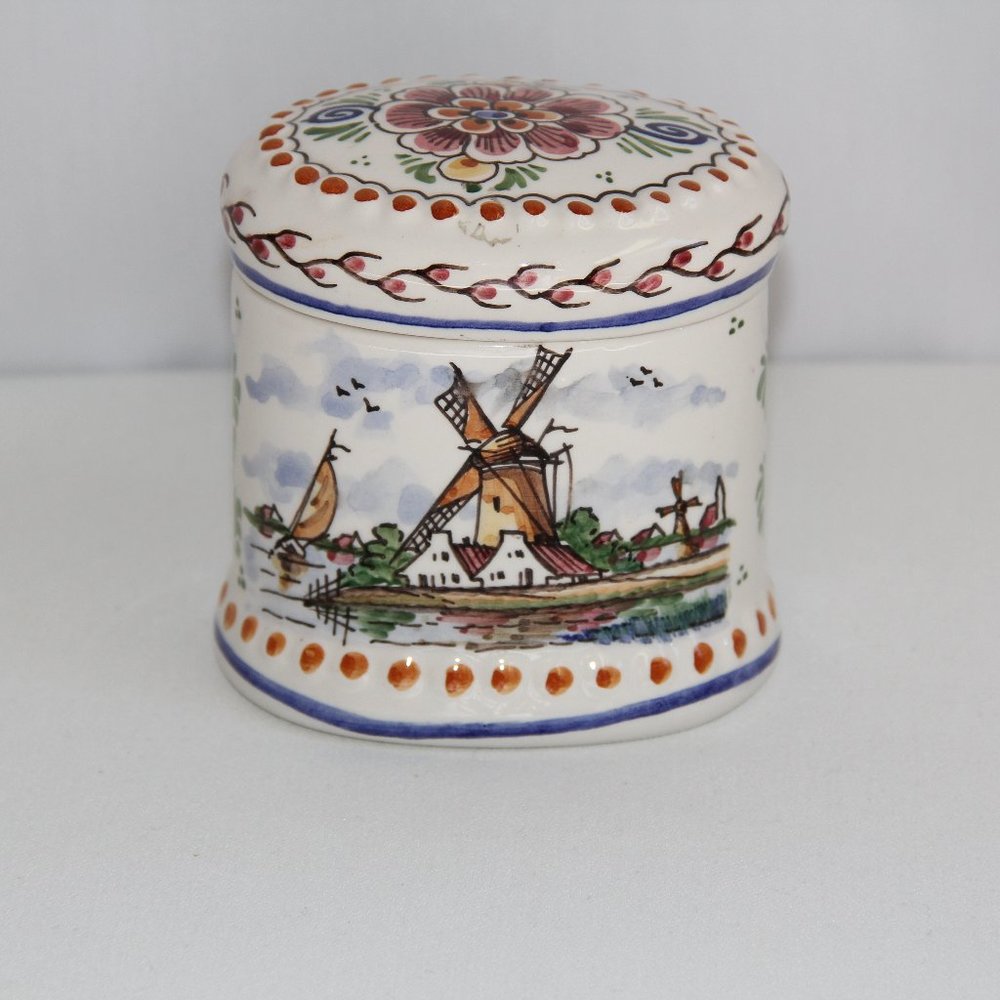 Delft Holland Oval Jar with Lid